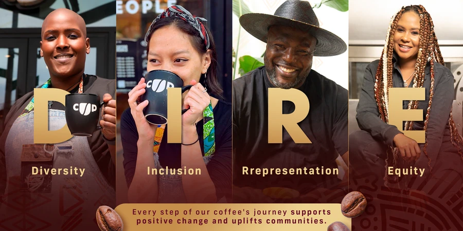 Coffee Uplifts People brand values brought into Amazon storefront creative