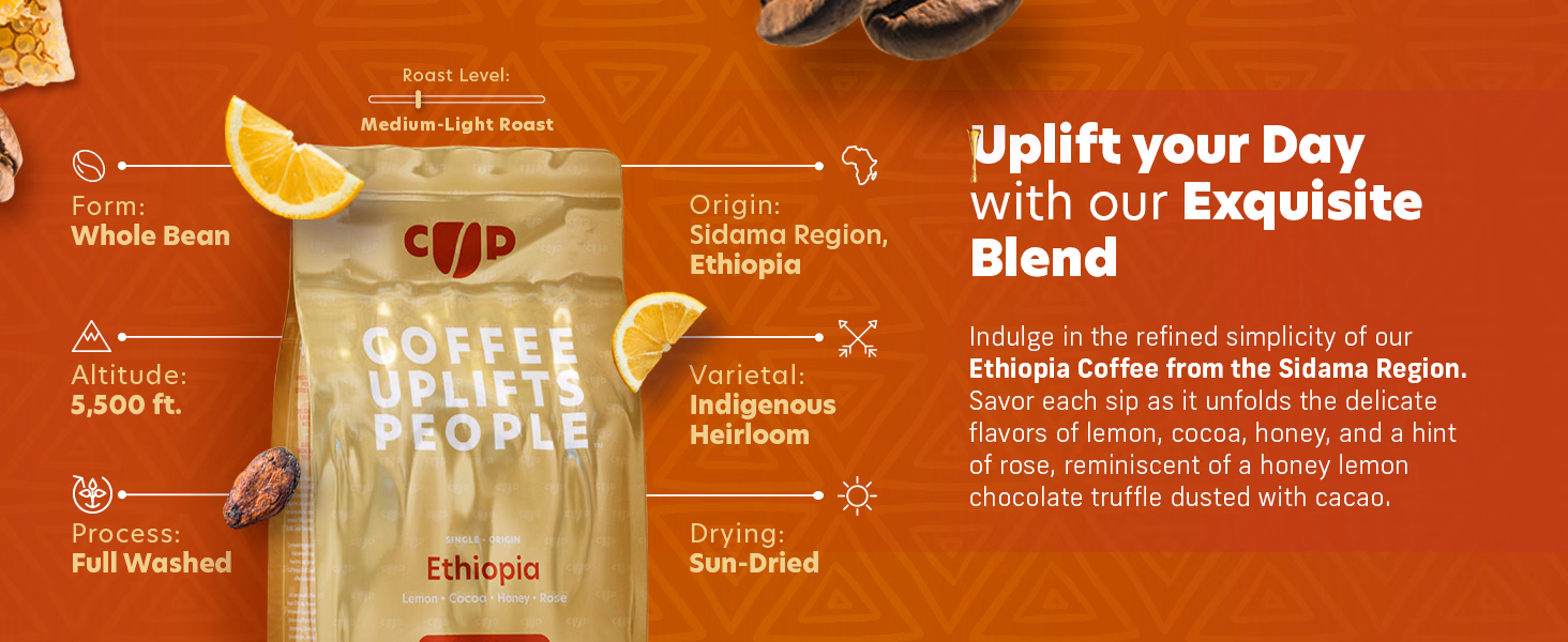 Coffee Uplifts People — Ethiopia / A+ Content, composition 1, panel 1