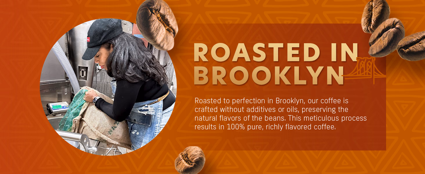 Coffee Uplifts People — Ethiopia / A+ Content / Roasted in Brooklyn, composition 1, panel 1
