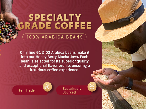Coffee Uplifts People — Honey Berry Mocha Java / A+ Content / Specialty grade coffee, composition 1, panel 1