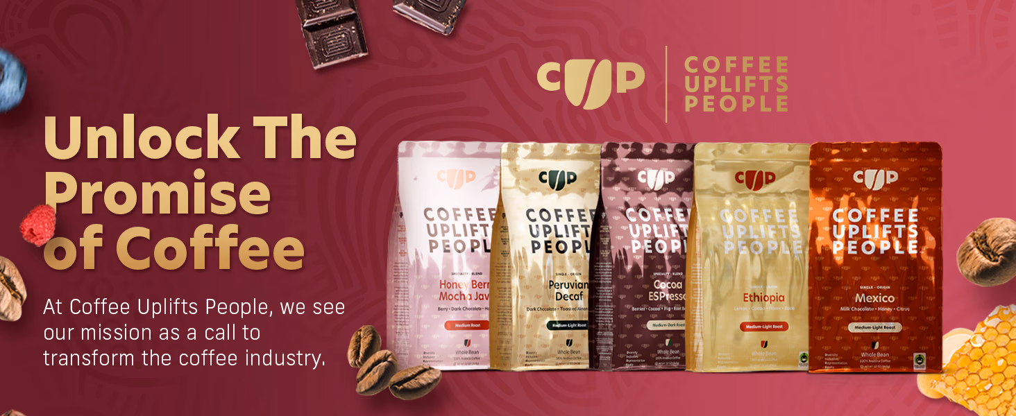 Coffee Uplifts People — Honey Berry Mocha Java / A+ Content / Unlock the promise of coffee, composition 1, panel 1