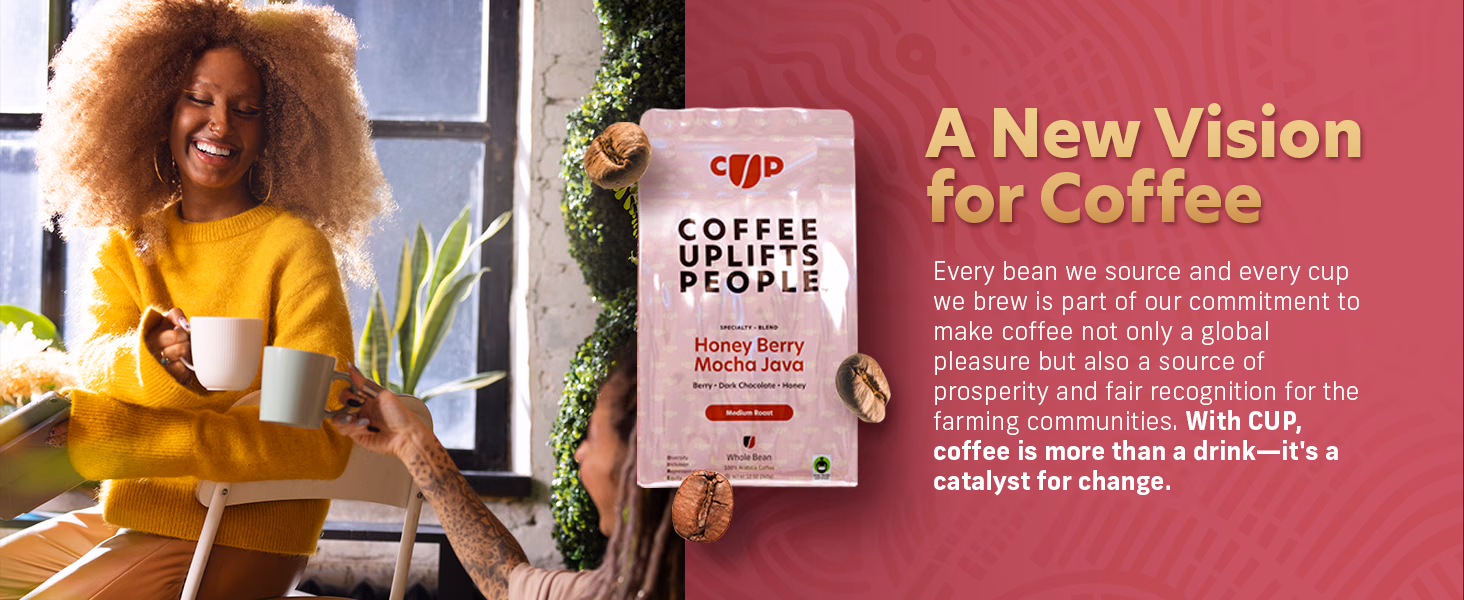 Coffee Uplifts People — Honey Berry Mocha Java / A+ Content / A new vision for coffee, composition 1, panel 1