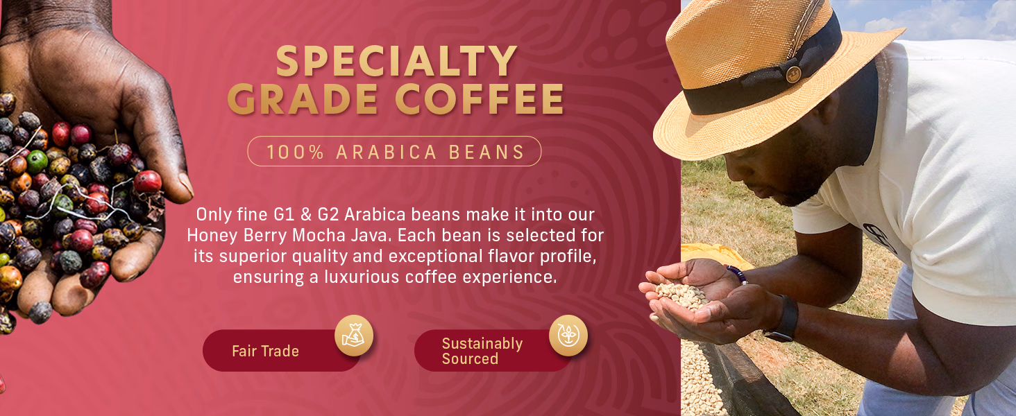 Coffee Uplifts People — Honey Berry Mocha Java / A+ Content / Specialty grade coffee, composition 1, panel 1