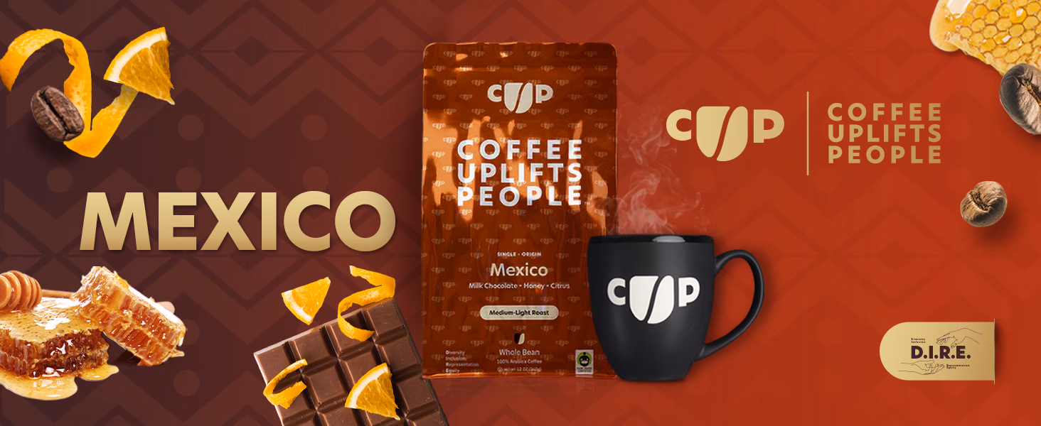 Coffee Uplifts People — Mexico / A+ Content, composition 1, panel 1