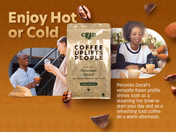 Coffee Uplifts People — Peruvian Decaf / A+ Content, composition 1, panel 1