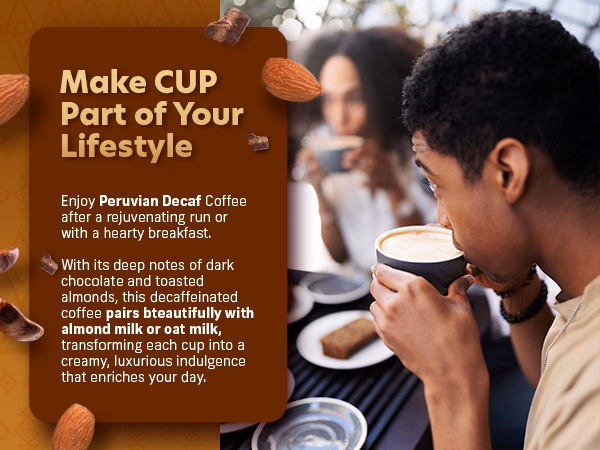 Coffee Uplifts People — Peruvian Decaf / A+ Content, composition 1, panel 1