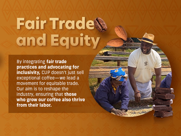 Coffee Uplifts People — Peruvian Decaf / A+ Content / Fair trade and equity, composition 1, panel 1