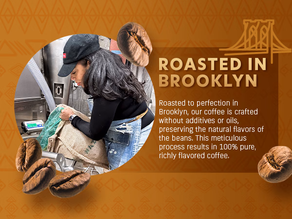 Coffee Uplifts People — Peruvian Decaf / A+ Content / Roasted in Brooklyn, composition 1, panel 1