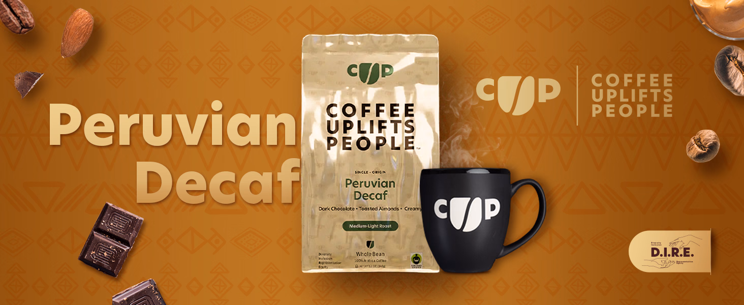 Coffee Uplifts People — Peruvian Decaf / A+ Content, composition 1, panel 1