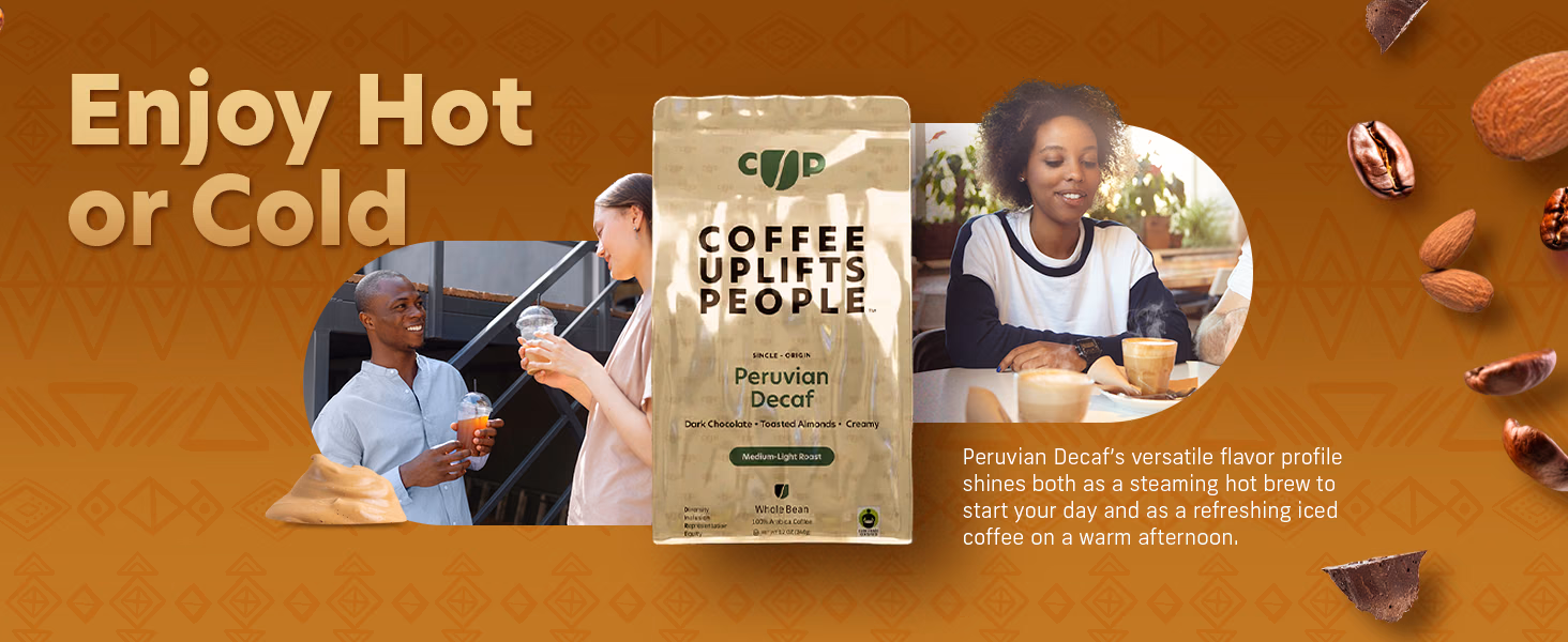 Coffee Uplifts People — Peruvian Decaf / A+ Content, composition 1, panel 1
