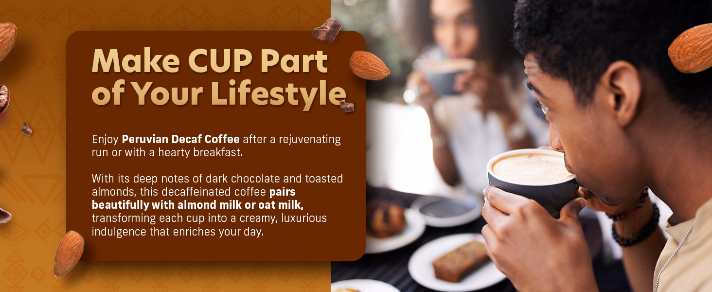 Coffee Uplifts People — Peruvian Decaf / A+ Content, composition 1, panel 1