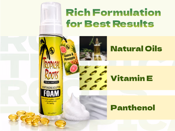 Bronner Bros. — Tropical Roots Moisturizing Sculpting Foam / A+ Content, composition 1, panel 1