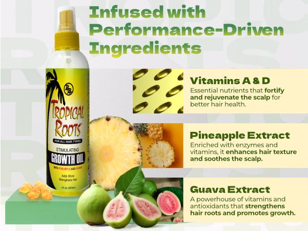 Bronner Bros. — Tropical Roots Stimulating Growth Oil / A+ Content, composition 1, panel 1
