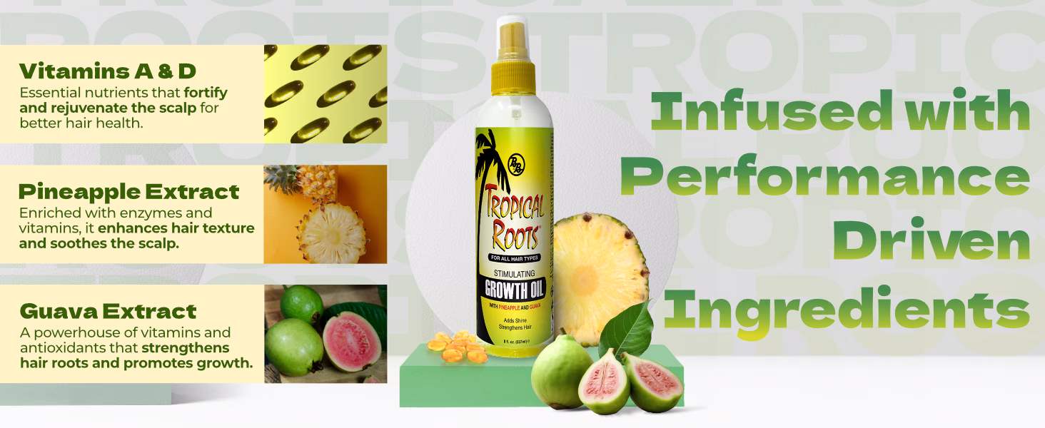 Bronner Bros. — Tropical Roots Stimulating Growth Oil / A+ Content, composition 1, panel 1