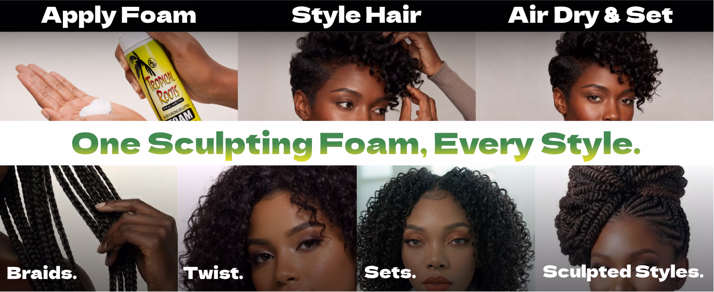 Bronner Bros. — Tropical Roots Moisturizing Sculpting Foam / A+ Content, composition 1, panel 1