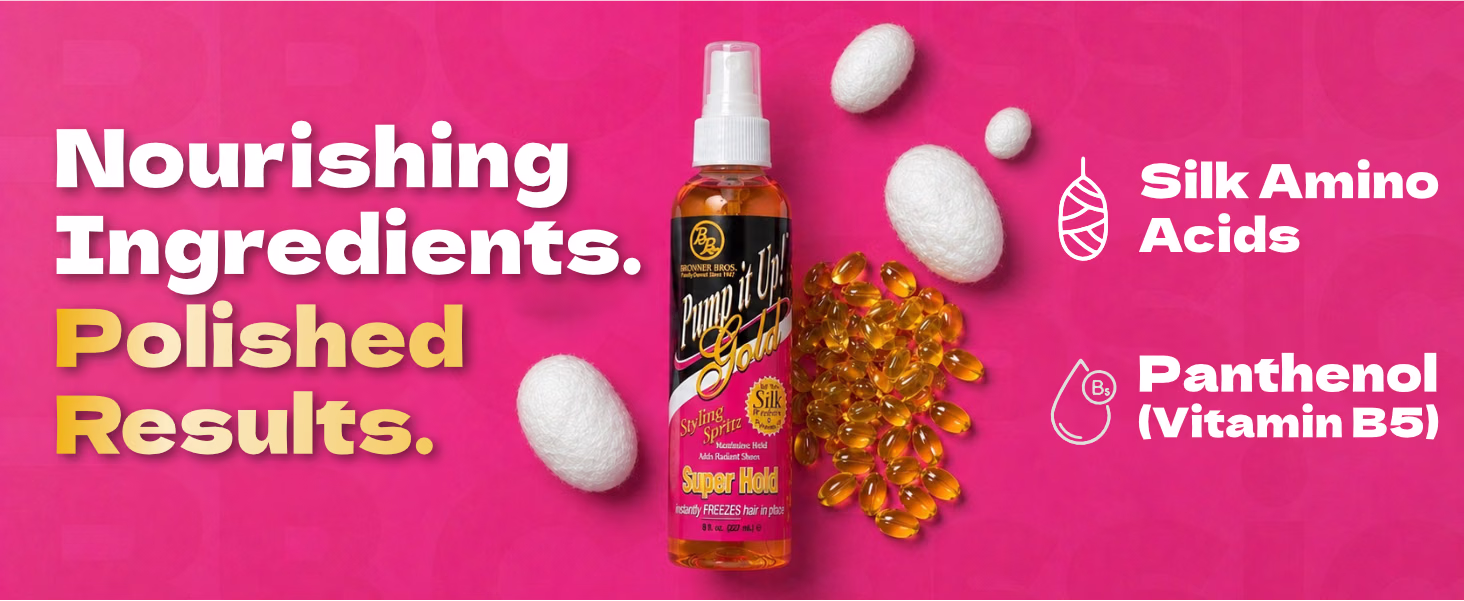 Bronner Bros. — Pump It Up! Gold Styling Spritz / A+ Content, composition 1, panel 1