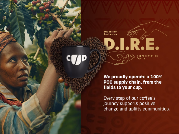 Coffee Uplifts People — Cocoa ESPresso / A+ Content, composition 1, panel 1