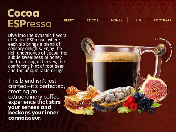 Coffee Uplifts People — Cocoa ESPresso / A+ Content, composition 1, panel 1
