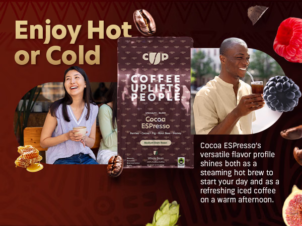 Coffee Uplifts People — Cocoa ESPresso / A+ Content, composition 1, panel 1