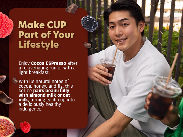 Coffee Uplifts People — Cocoa ESPresso / A+ Content, composition 1, panel 1