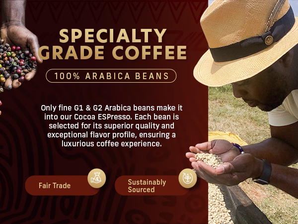 Coffee Uplifts People — Cocoa ESPresso / A+ Content / Specialty grade coffee, composition 1, panel 1