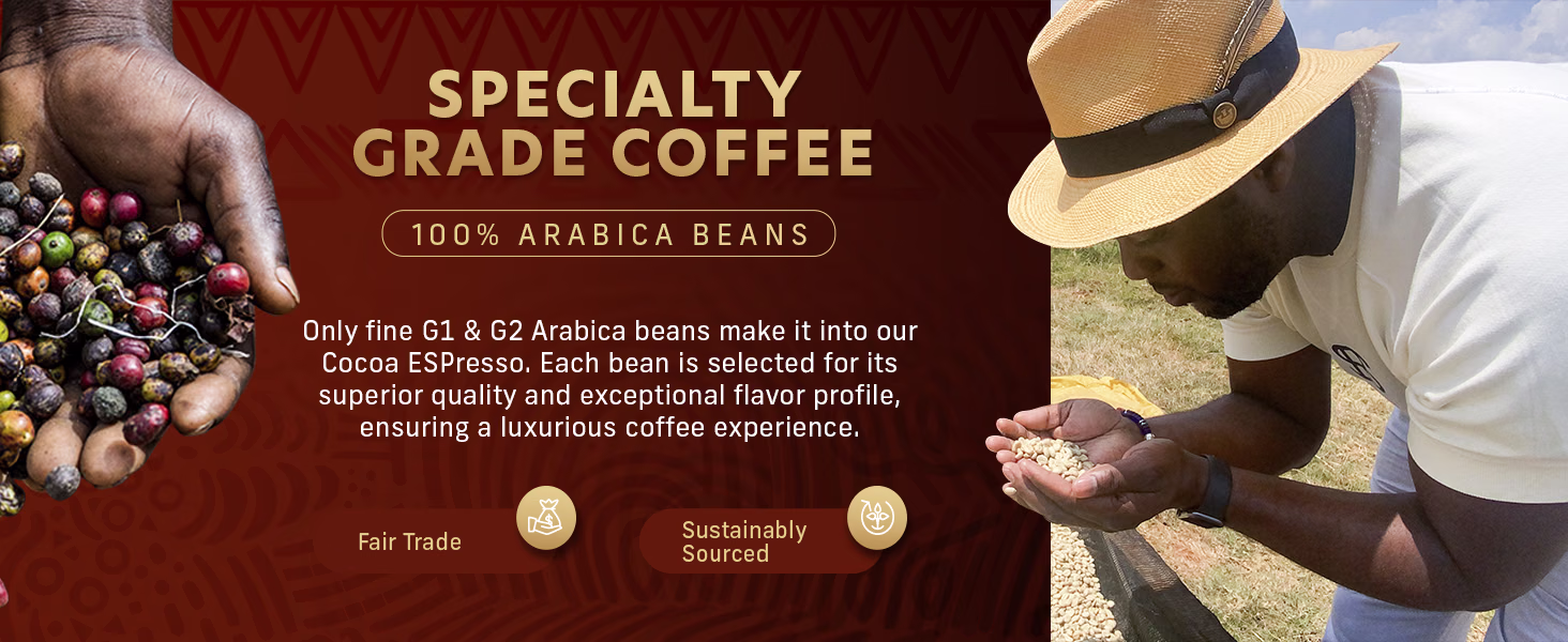Coffee Uplifts People — Cocoa ESPresso / A+ Content / Specialty grade coffee, composition 1, panel 1