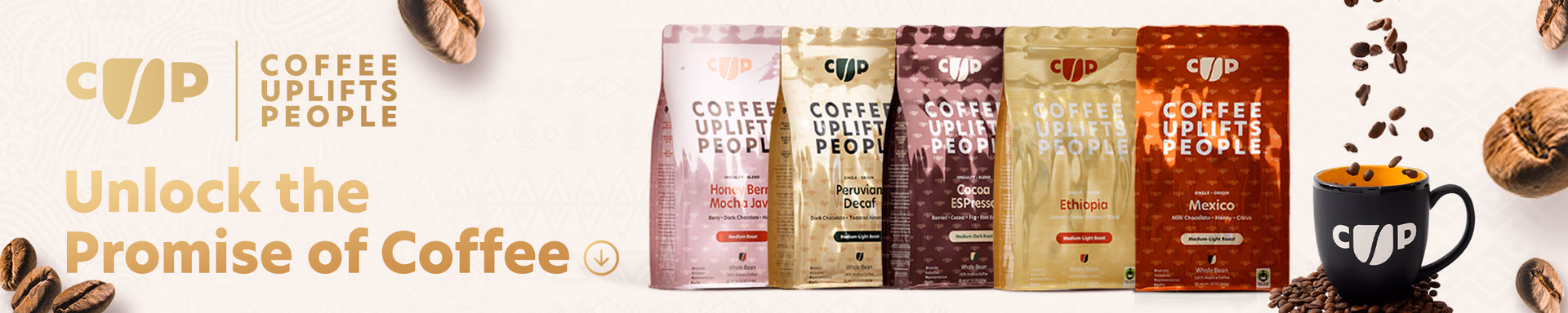 Coffee Uplifts People — Home Page / Storefront, composition 1, panel 1