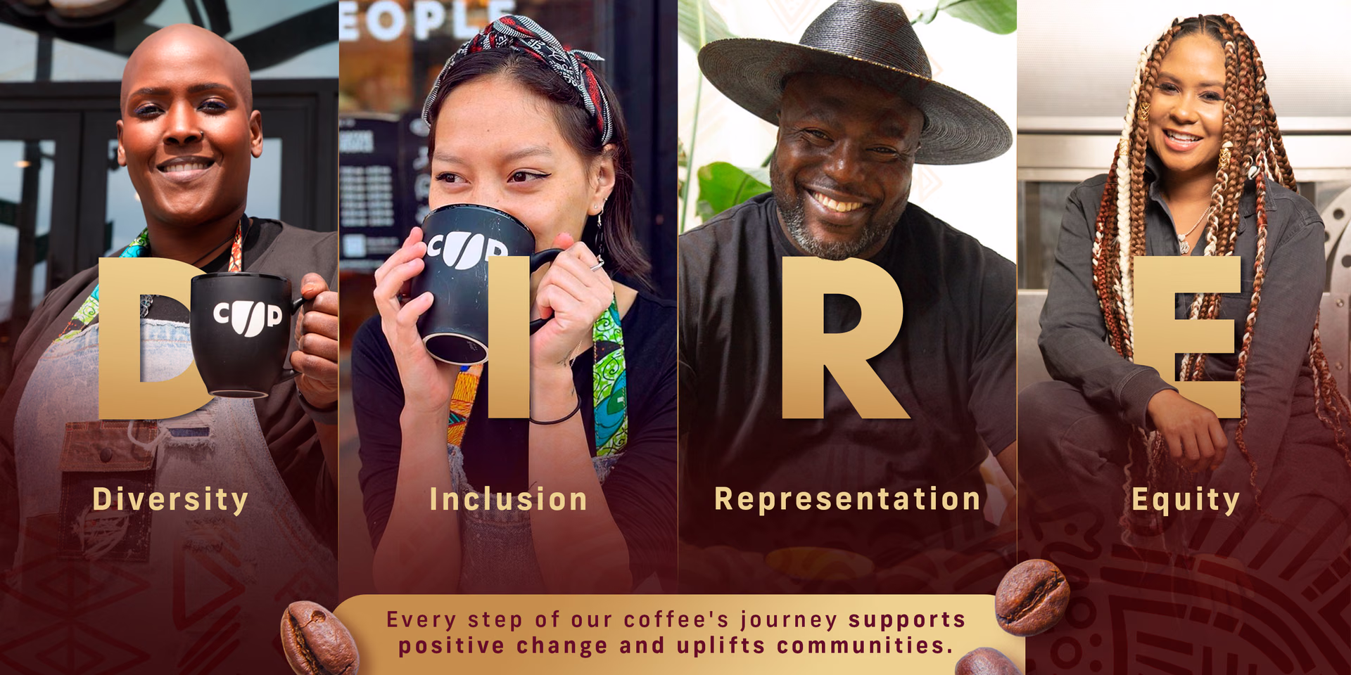 Coffee Uplifts People — About Page / Storefront, composition 5, panel 1