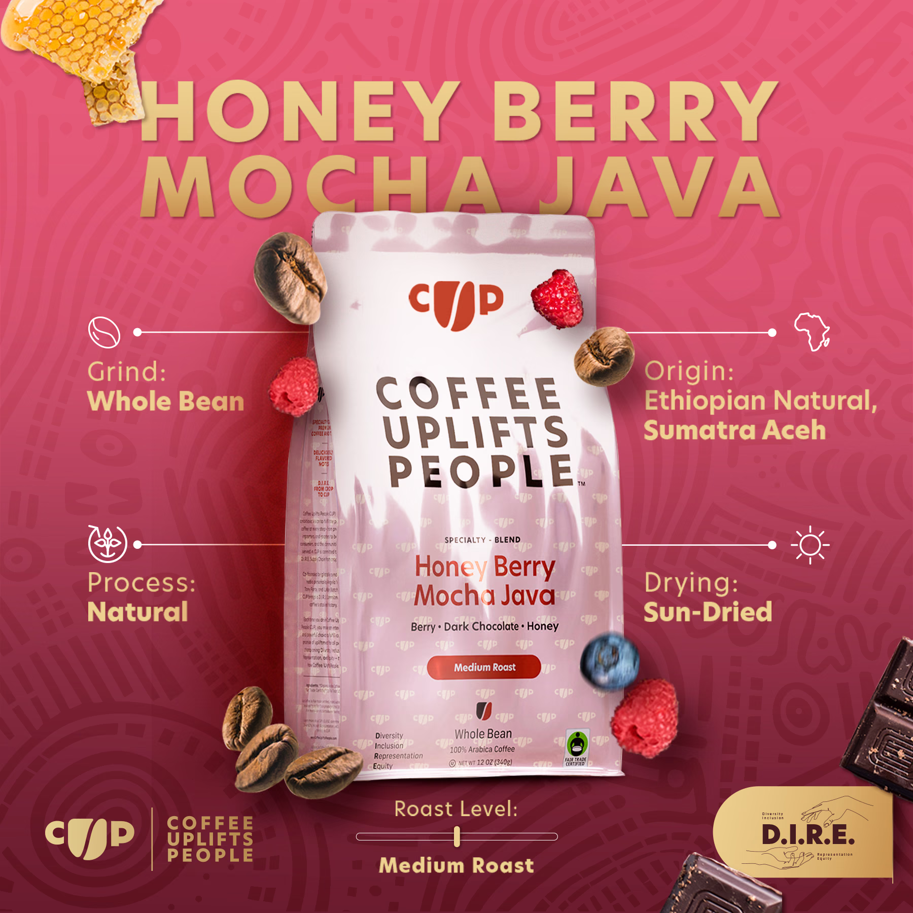 Coffee Uplifts People / Honey Berry Mocha Java — listing image 2