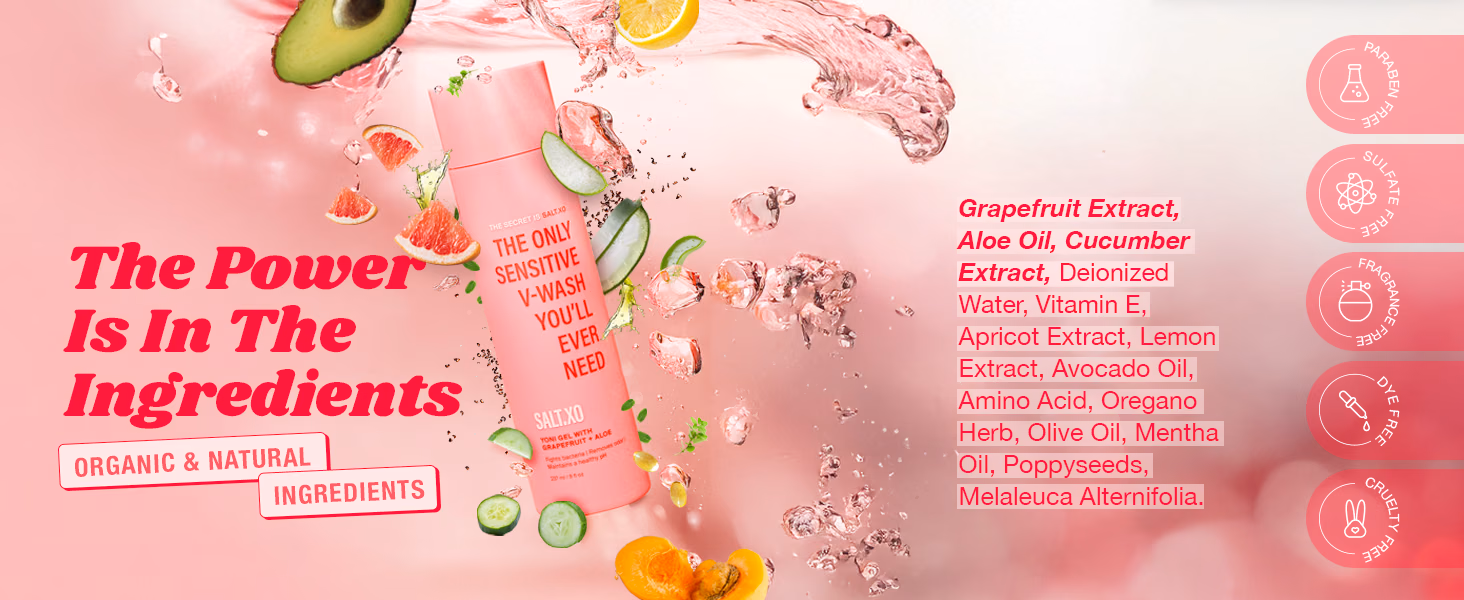 SALT XO — Grapefruit Sensitive Yoni Gel Wash / A+ Content, composition 1, panel 1