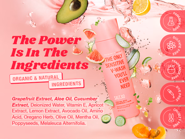 SALT XO — Grapefruit Sensitive Yoni Gel Wash / A+ Content, composition 1, panel 1