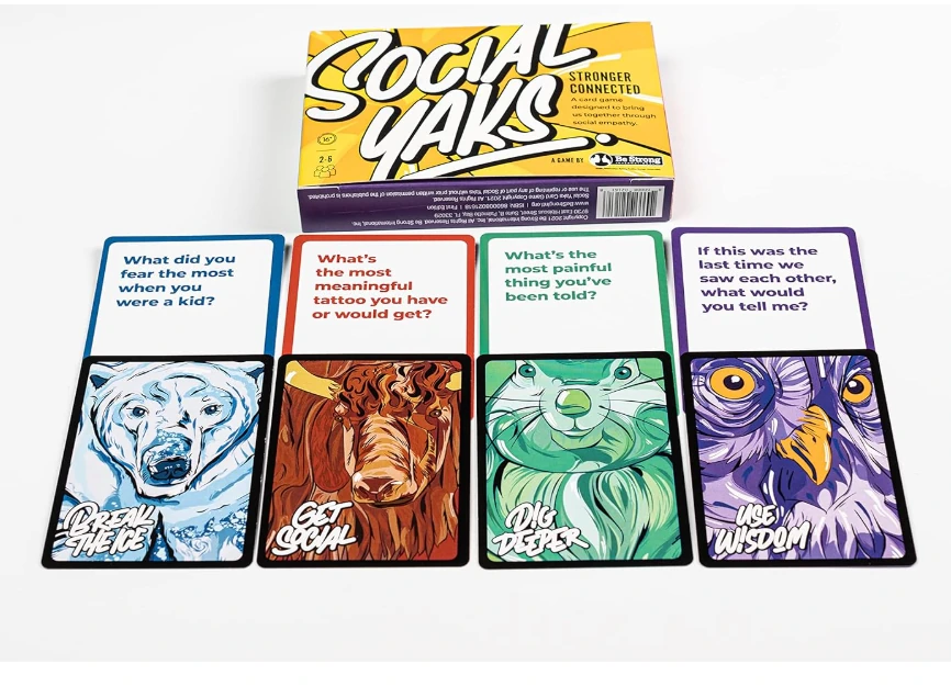 Social Yaks — earlier listing photograph of the box and cards